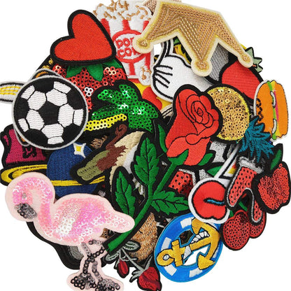 Libiline 20/50/100pcs Random Assorted Styles Embroidered Patch Sew On/Iron On Patch Applique Clothes Dress Plant Hat Jeans Sewing Flowers Applique DIY Accessory (Assorted-Style 5) (50)
