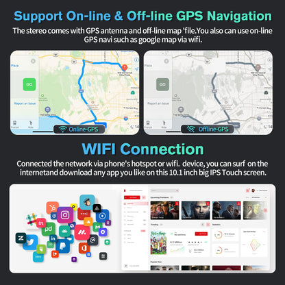 4G+64G Android 13 Car Radio for Jeep Wrangler JK 2007-2018 Dodge Ram 1500 2500 3500,10" Touch Wireless Carplay&Android Auto Support Touchscreen Radio Upgrade with AHD Camera,GPS Navigation,SWC,WiFi