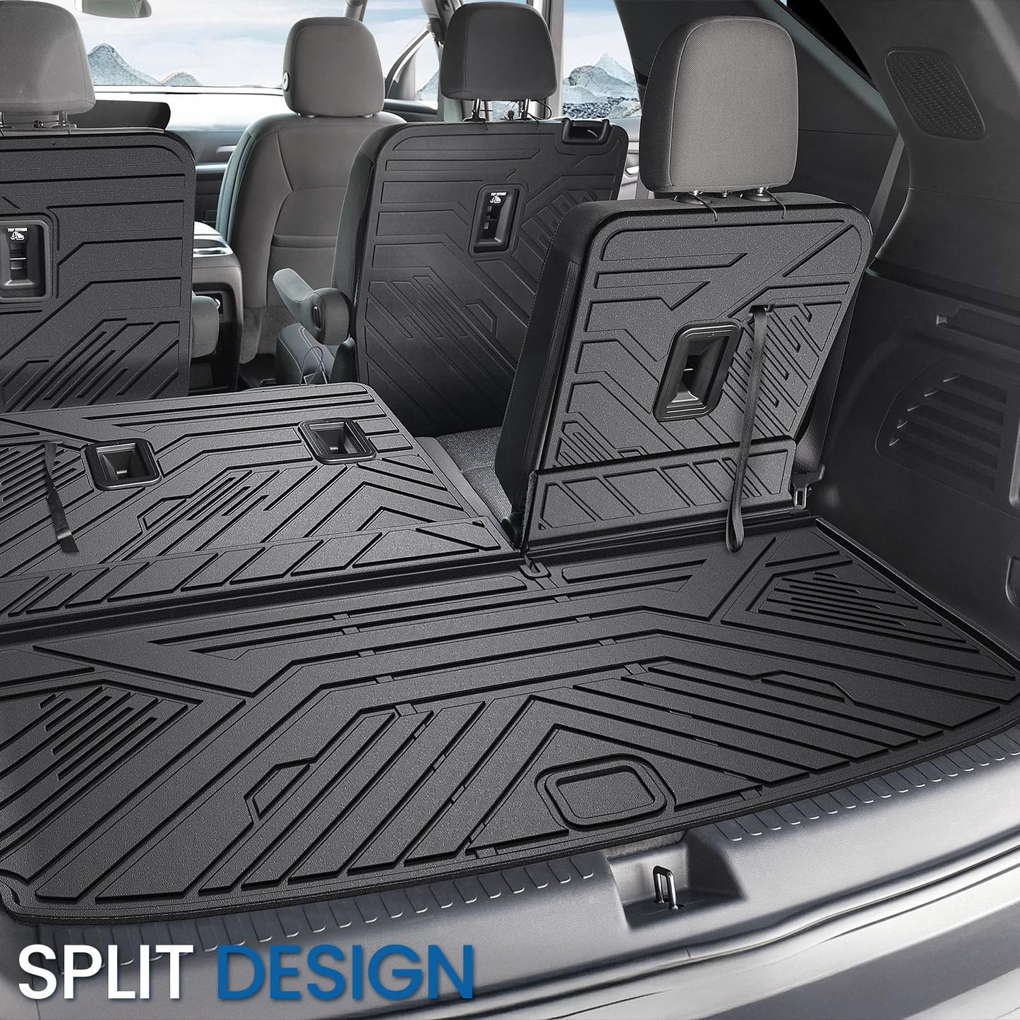 JOULARISE Floor Mats Set for 2024-2026 Chevy Traverse & 2024-2026 GMC Acadia & 2025-2026 Buick Enclave, Only for 7 Seats Captain Chairs, All Weather TPE Cargo Liner Door Sill Guards Accessories