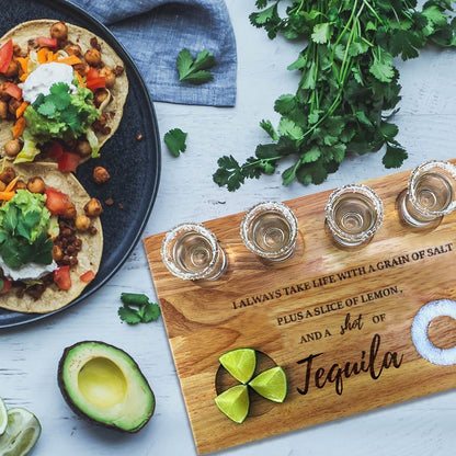 LOBUBT Tequila Shot Board Shot Glasses Serving Tray with Salt Rim Funny Shot Glasses Holder,Tequila Gifts for Housewarming,Liquor, Parties,Bar,Restaurant
