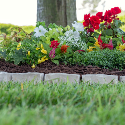 EasyFlex No-Dig Landscape Edging with Anchoring Spikes, 2.7 in. Tall Decorative Stone-Look Garden Border, 90 Foot Kit, Brown (3602B-90C)