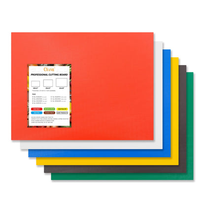 CLIVIA Commercial Grade Cutting Board for Kitchens,Plastic Chopping Board, 20 x 15 x 1/2 Inch, Multi-Color 6 of Pack Set,NSF Certified,for Vegetable Meat or Cheese