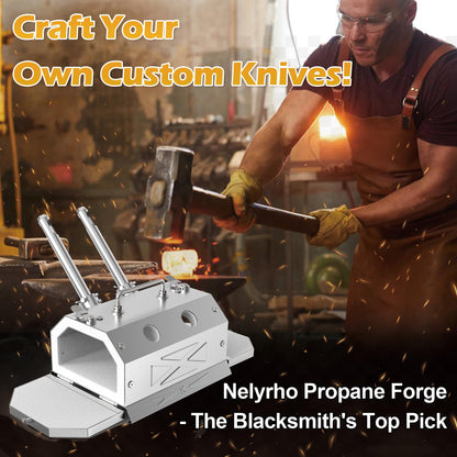 Nelyrho Portable Blacksmith Beginner Forge Kit with 30PSI Regulator, Dual Burners Professional Artists Hobby Knife Making Blacksmith Tools (Double Burners)