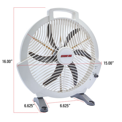 Extreme Max 1229.4089 Rechargeable AC/DC 12 Volt Box Fan with Lithium Battery for RV, Camping, Travel – 12", White