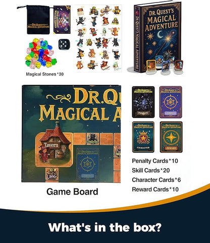 Dr. Quest's Magical Adventure–Educational Board Game for Kids Ages 6-9 – Spelling &amp Grammar Learning Game for Early Elementary | 180 Questions | Screen-Free Homeschool &amp Family Game | 2-6 Play