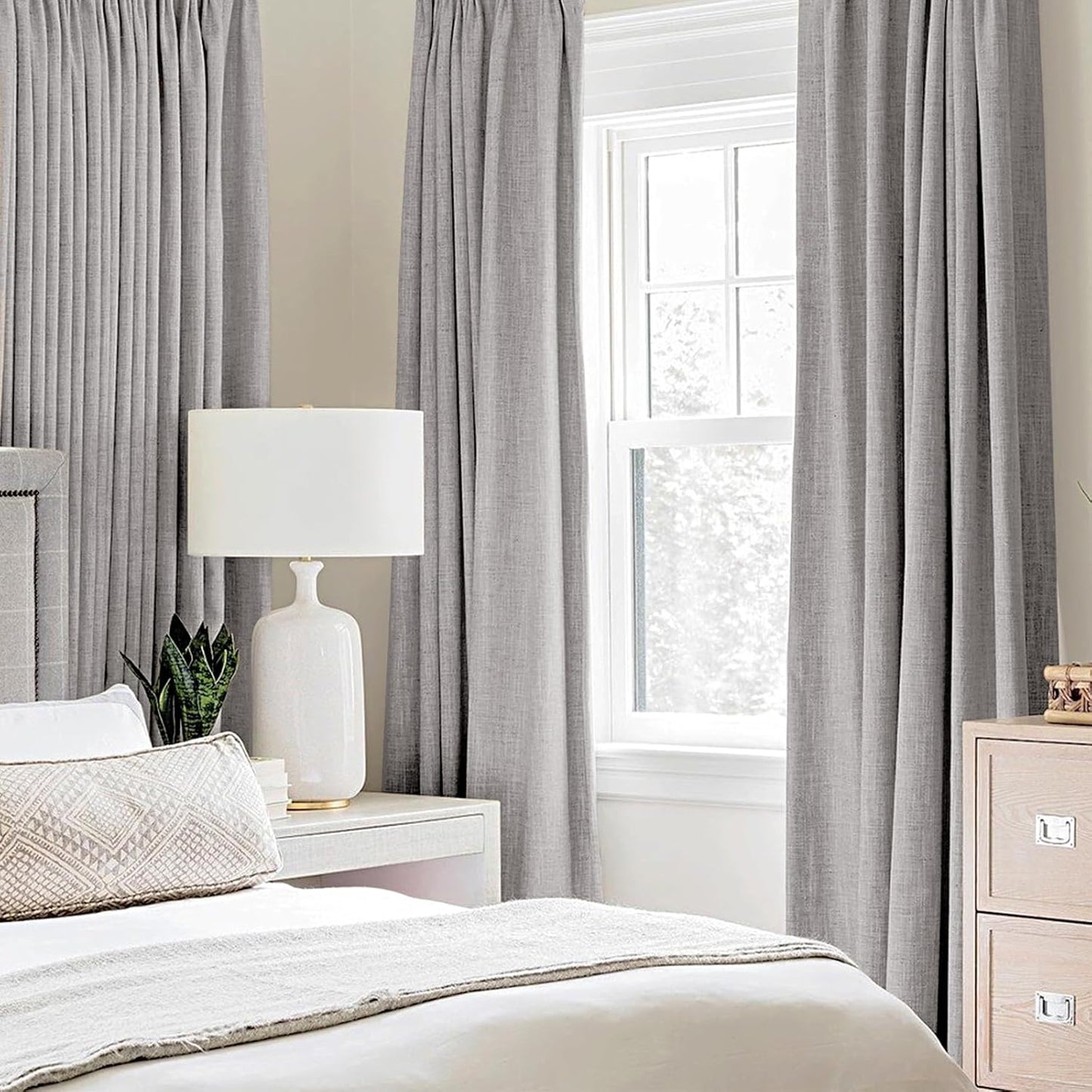 MIULEE Blackout Curtains - 100% Thermal Insulated Light Gray Drapes | 52x54 Inch (2 Panels)