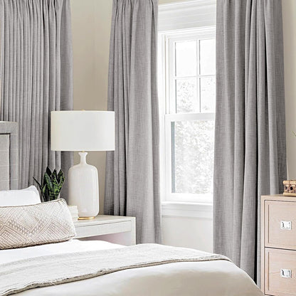 MIULEE Blackout Curtains - 100% Thermal Insulated Light Gray Linen Texture Drapes | 52x63 Inch (2 Panels)