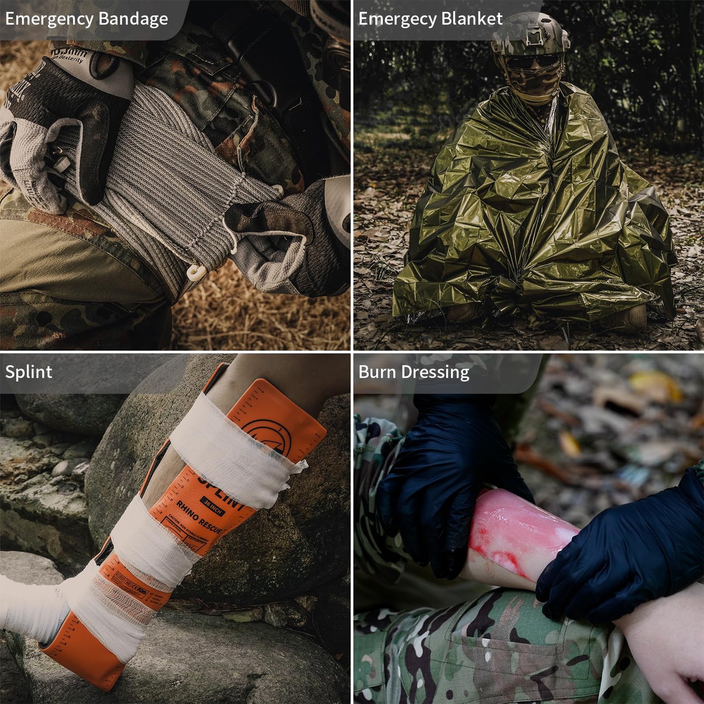 RHINO RESCUE Bundle IFAK Trauma Kit with C-A-T Tourniquet for Wound Care, Tactical First Aid Kit+Chest Seal Non-Vented, Sterile Emergency Trauma Dressing