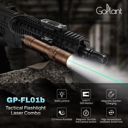 3000 Lumen Aircraft-Grade Aluminum Tactical Flashlight, 2.5Hours Long Runtime LED Weapon Lights, Rifle Light Laser Combo, Picatinny Rifle Flashlight with Momentary Strobe Function & Remote Switch
