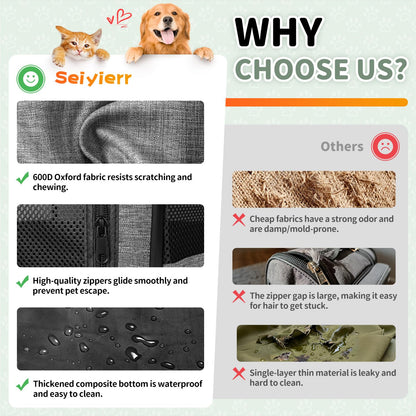 Seiyierr Dog Playpen, Portable Pet Play Pen Foldable Carrying Case, Puppy Pens Outsid for Small Cat Indoor/Outdoor, Removable Mesh Shade Cover