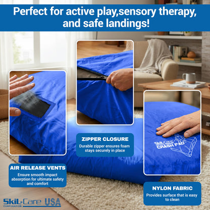 Skil-Care Crash Pad for Kids | Sensory Crash Mat for Active Play | High-Density & Soft Foam Blocks Landing Zone | Kids Jumping Pillow for Indoor & Outdoors Use with Durable Nylon Cover - 5x5 feet