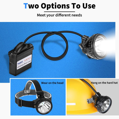Rechargeable Mining Headlamp, 1+2 LED Super Bright Cap Lamp, Waterproof & Explosion-Proof Safety Miner Light, Hard Hat Head Torch for Coal Mining, Hunting, Fishing, Camping, Hiking, Outdoor Work