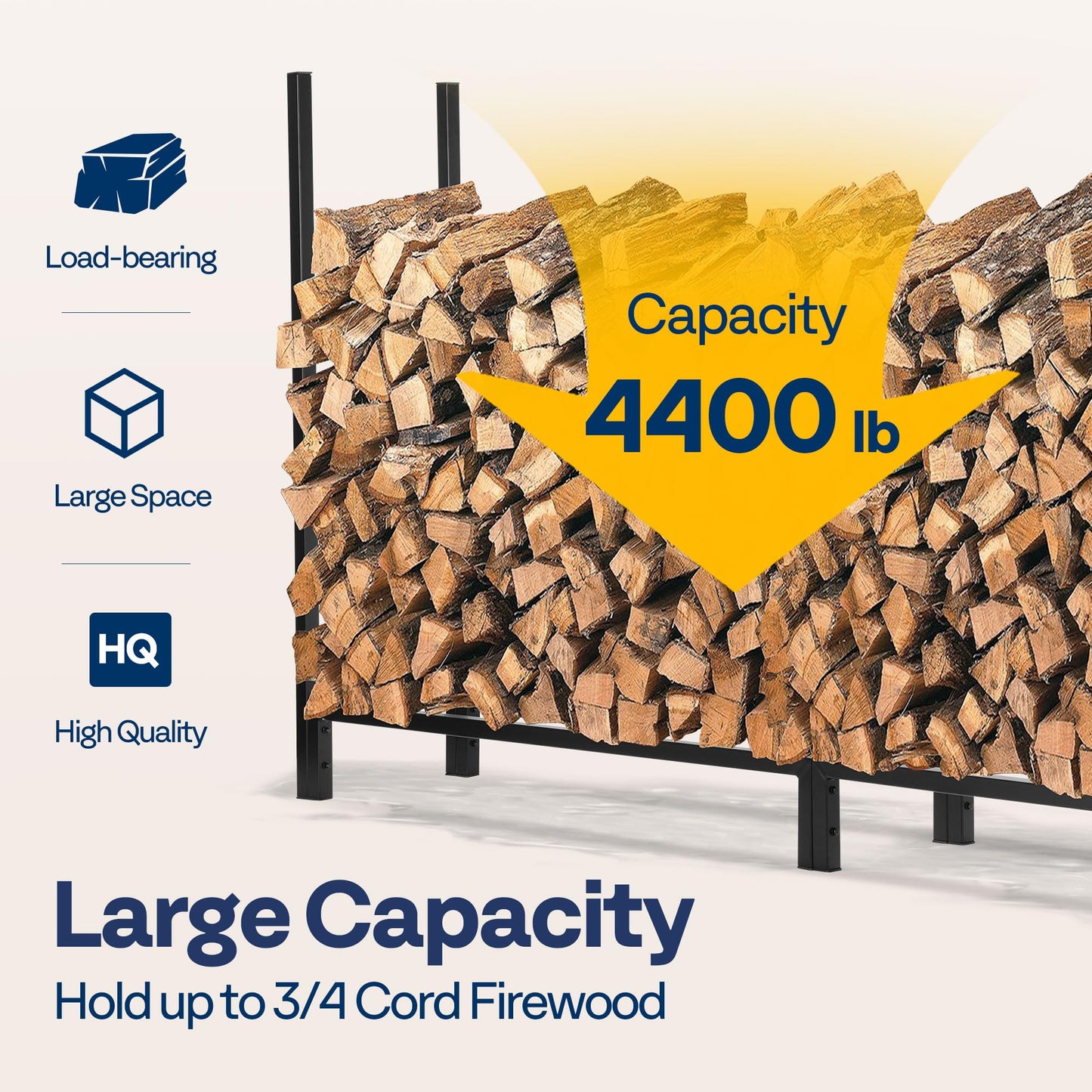 VIVOHOME Upgraded Heavy Duty 12 ft 3/4 Cord Firewood Rack Outdoor with Cover Combo Set, Thick Steel Log Holder Up to 4400 lb, Fire Wood Pile Storage Stand Organizer Black