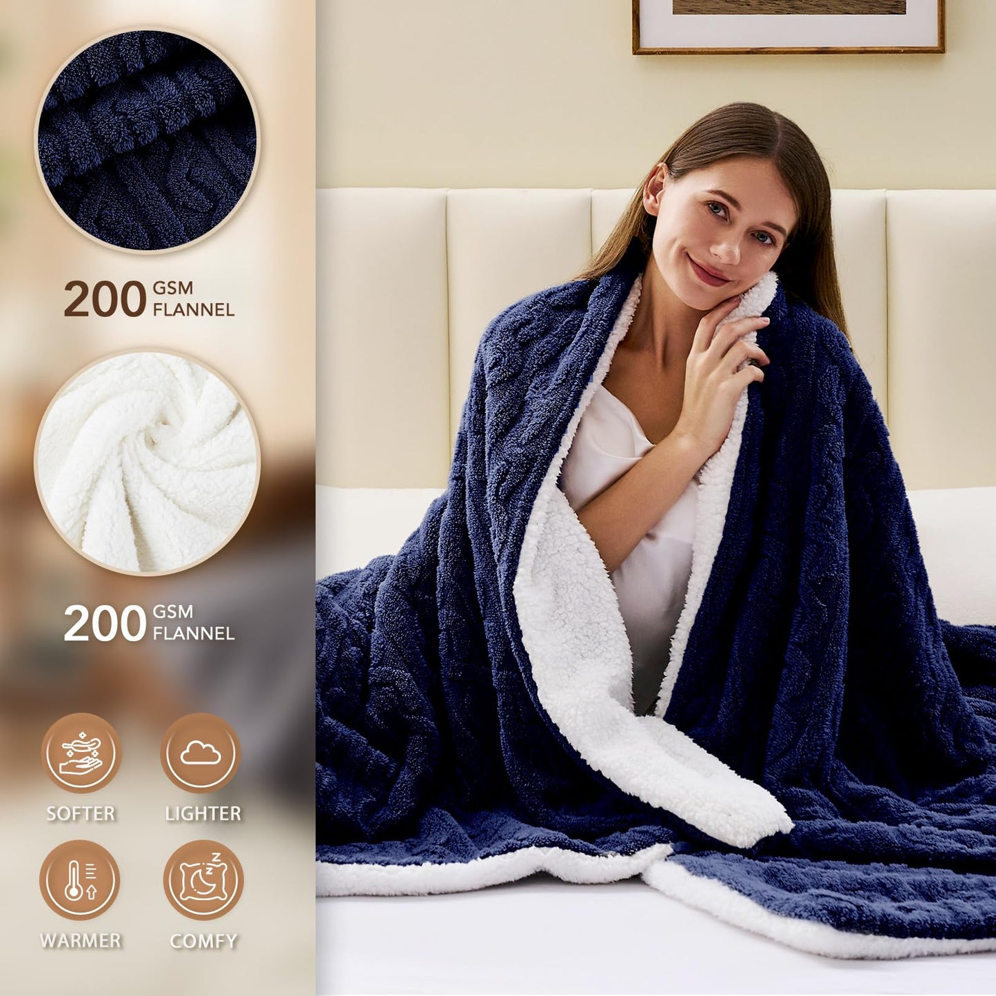Homemate Electric Heated Blanket Twin - 62"x84" Heating Bed Blankets Throw with 10 Heating Levels 8 Hours Auto Off Fast Heating Over-Heated Protection Ultra Soft Warm Flannel ETL Certified Grey