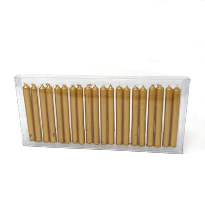 Vrinda® Set of 20-4" Mini Chime Ritual Spell Unscented Taper Candles – Ideal for Chime/Altar/Spell Work (Gold)