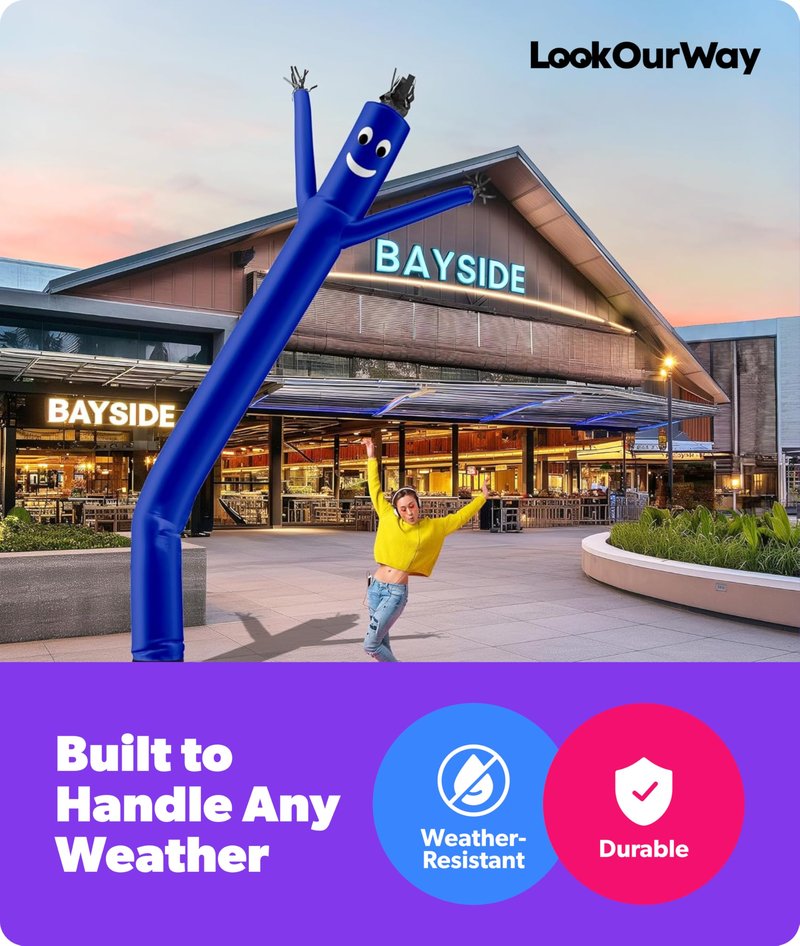 LookOurWay Air Dancers Inflatable Tube Man Attachment - 20 Feet Tall Wacky Waving Inflatable Dancing Tube Guy for Business Promotion - Blower Not Included - Blue