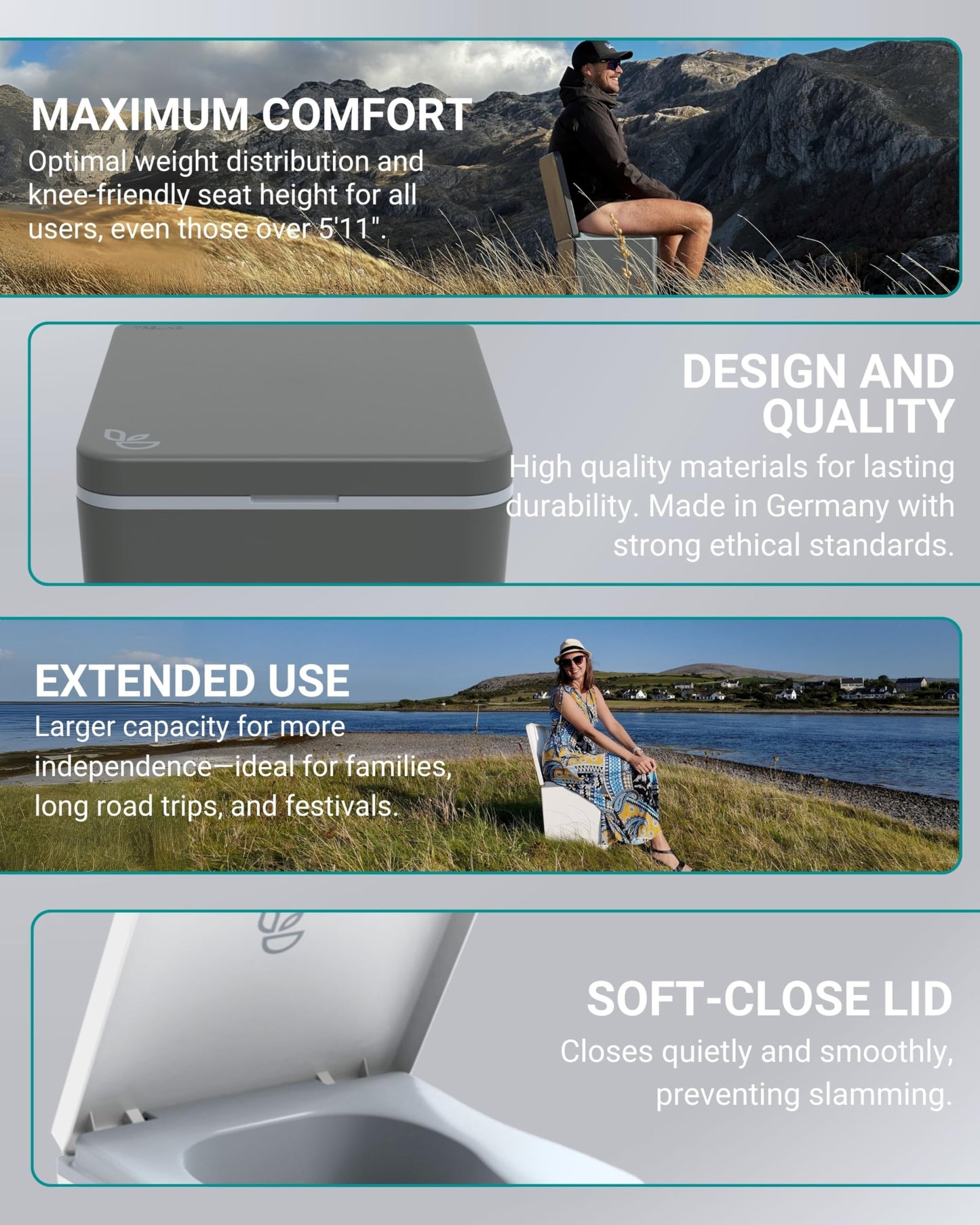 TRELINO Composting Toilet Evo L White, Portable Toilet for Camping & Outdoor, Odorless, 2X 2.6 gal Capacity, 13 x 15.4 x 16.9 inches