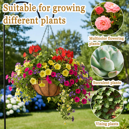 SMYAXUNW 4 Pack Hanging Planters 14 Inch Metal Hanging Planter Basket Flower Pots with Coco Coir Liners Round Wire Plant Holder with Chain for Indoor Outdoor Patio Porch Garden Decoration（XG）