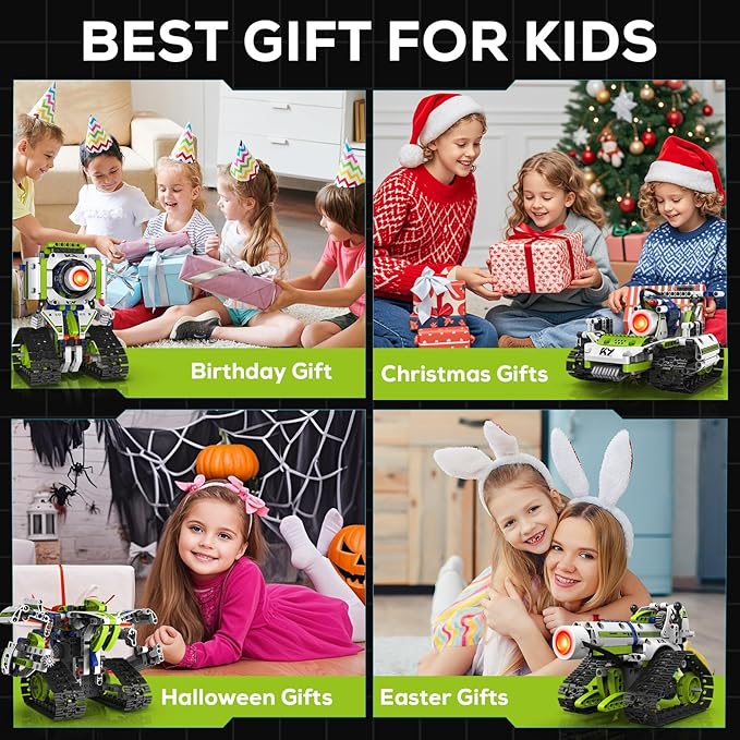 Robot Building Kit with APP/Remote Control STEM Gifts for Boys Age 6-16Technic Coding Robotic Toys for Kids Birthday Buildable 5in1 Models with 337+ Pieces