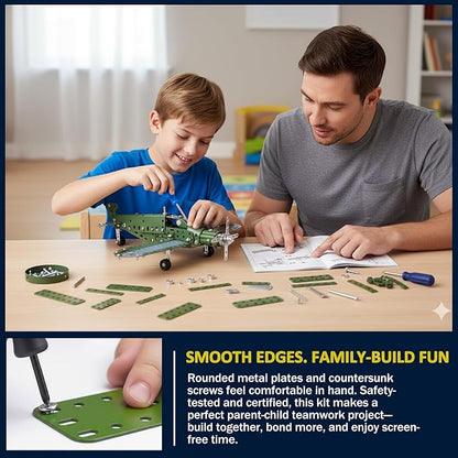 STEM Metal Airplane Building Kits for Kids Ages 8-16 258 Pieces DIY Mechanical Engineering Construction Toys Large Model Aircraft Project for Boys &amp Girls Educational Science Plane Gift
