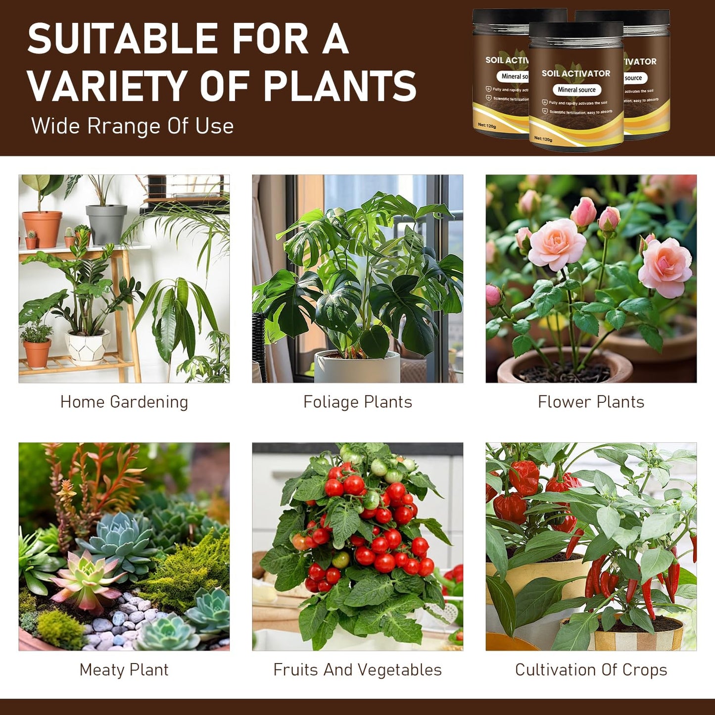 Organic Soil Activators by [Brand Name] - Water-Soluble Plant Fertilizers for Optimal Nutrient Uptake | 120g