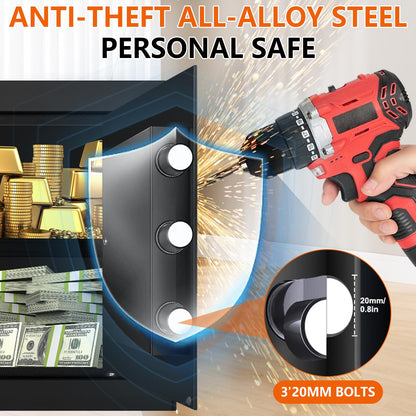 1.8 CUFT Fire Proof Safe for Home Documents, Steel Security Fireproof Safe with Programmable Keypad, Removable shelf and Spare Keys, Home Safes Water and Fireproof for Money Medicine and Valuables