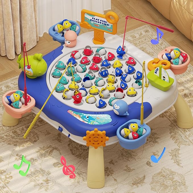 Magnetic Fishing Game for Kids Toddlers Ages 1-3 3-5 5-7 Fish Toy Board Game for Toddlers 1 2 3 4 5 6 7 8 Years Old Fishing Table Toys Birthday Gifts