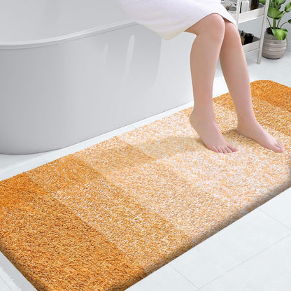 OLANLY Large Bathroom Rugs - Extra Soft Microfiber Mat 54x24 | Quick Dry, Washable, Rubber Backing, Golden Yellow