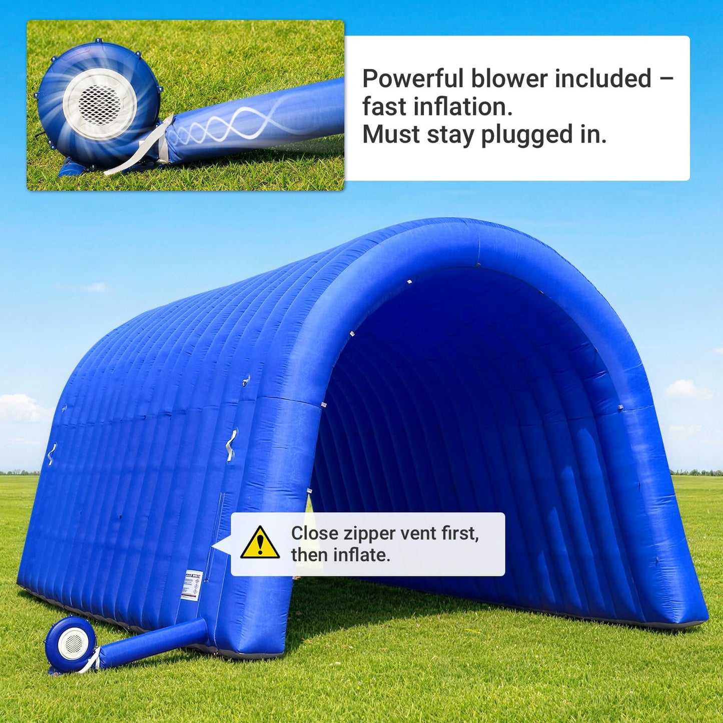 OZIS 20x10x10Ft Inflatable Tunnel Sports Tunnel Entrance with Installed Blower Inflatable Tunnel Tent for Business Advertising Event Exhibition Promotion,Street,Shop,Supermarket,School(Blue)