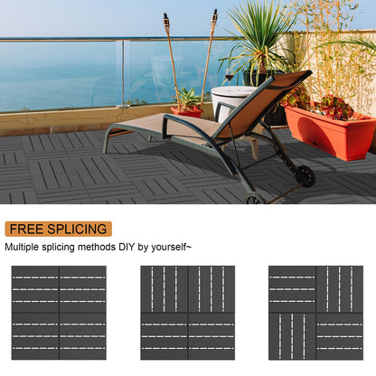 Goovilla Plastic Interlocking Deck Tiles, 36 Pack Balcony Flooring, 12"x12" Waterproof Outdoor Flooring All Weather Use, Patio Floor Decking Tiles for Porch Poolside Backyard Concrete, Dark Grey