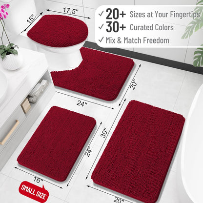 OLANLY Large Bathroom Rugs - Extra Soft Absorbent Chenille Mats | Quick Dry, Machine Washable, 47x32, Red