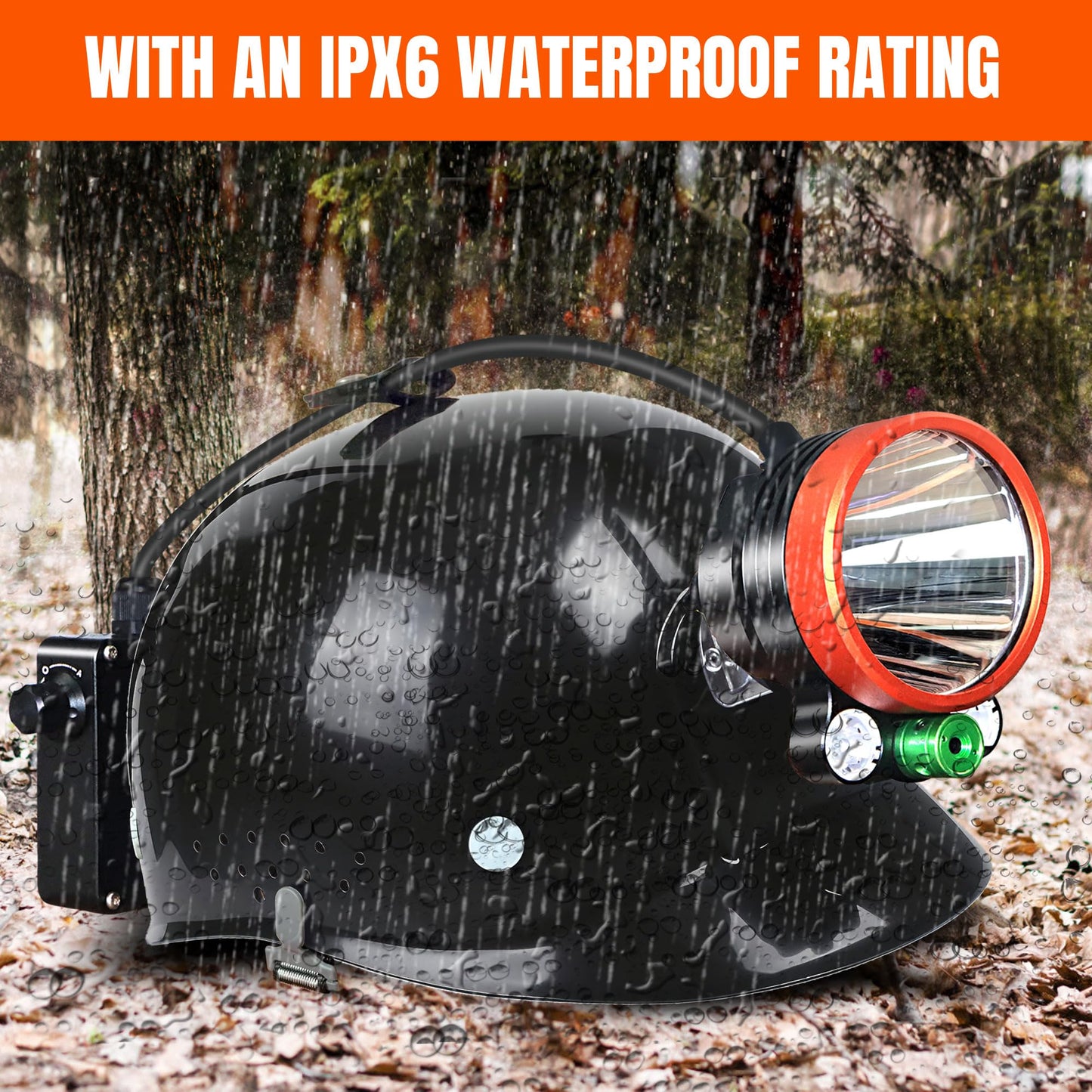 Pseudes T28 5-Color 3000-Yard Coon Hunting Lights – 2000 lm White/Green/Red/Amber Spot & Green Beam, IPX6 Waterproof Night Hunting Headlamp for Varmint, Hog & Coyote Light (with ABS Black hat)