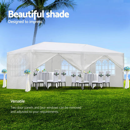10'x20' Party Tent, Outdoor Wedding Event Tents for Parties with 6 Removable Sidewalls, Heavy Duty Waterproof Outdoor Canopy Camping Gazebo for Wedding BBQ Patio Backyard, White