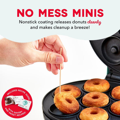 Dash Express Mini Donut Maker - Homemade Dessert Maker - Features Double-Sided, Non-Stick Surface & Space-Saving Design - Makes 7 - Aqua