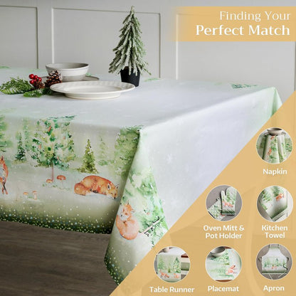 Maison d' Hermine Table Cloth Rectangle Table 100% Cotton 54 x 72 Inches Fall Tablecloth Reusable Everyday Use for Thanksgiving Christmas Decorations Dining Farmhouse Party (Winter Mornings)