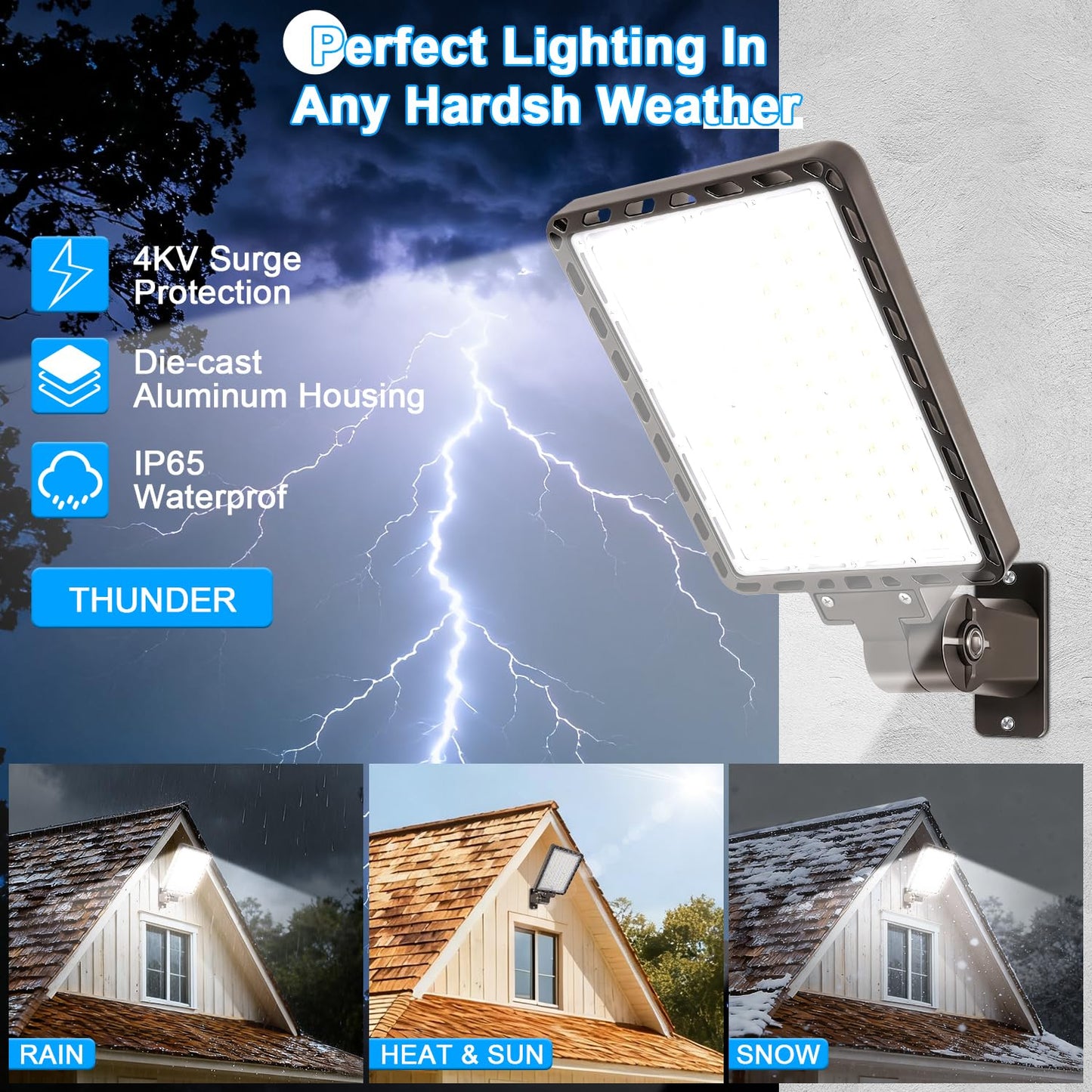 Tomourd 240W LED Parking Lot Light, with Dusk to Dawn 150LM/W Super Bright Outdoor Shoebox Street Lights IP65 Commercial Security Area Flood Lighting with Adjustable Bracket Heavy-Duty 100-277V