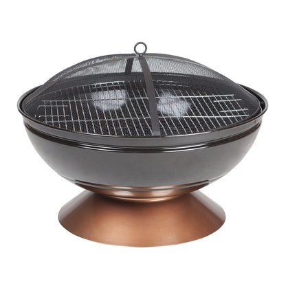 Fire Pit Degano Round Wood Burning Lightweight Portable Outdoor Firepit Backyard Fireplace Also Included Wood & Cooking Grate - Black Copper - 26"