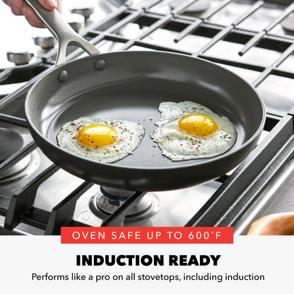 GreenPan x Bobby Flay Hard Anodized Nonstick 10 Piece Cookware Set, PFAS-Free Ceramic Pots & Pans, Induction Suitable, Frypans, Saucepans Saute, Stockpot, Glass Lids, Dishwasher & Oven Safe, Black