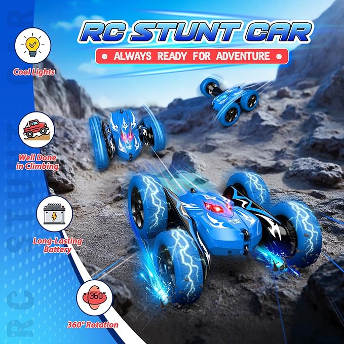 Remote Control Car 4WD 2.4GHz Fast RC Cars with Wheel Lights Toys for Age 3-12 Birthday Gifts Christmas Toys for 3-12 Year Olds Type-C Charging Rechargeable