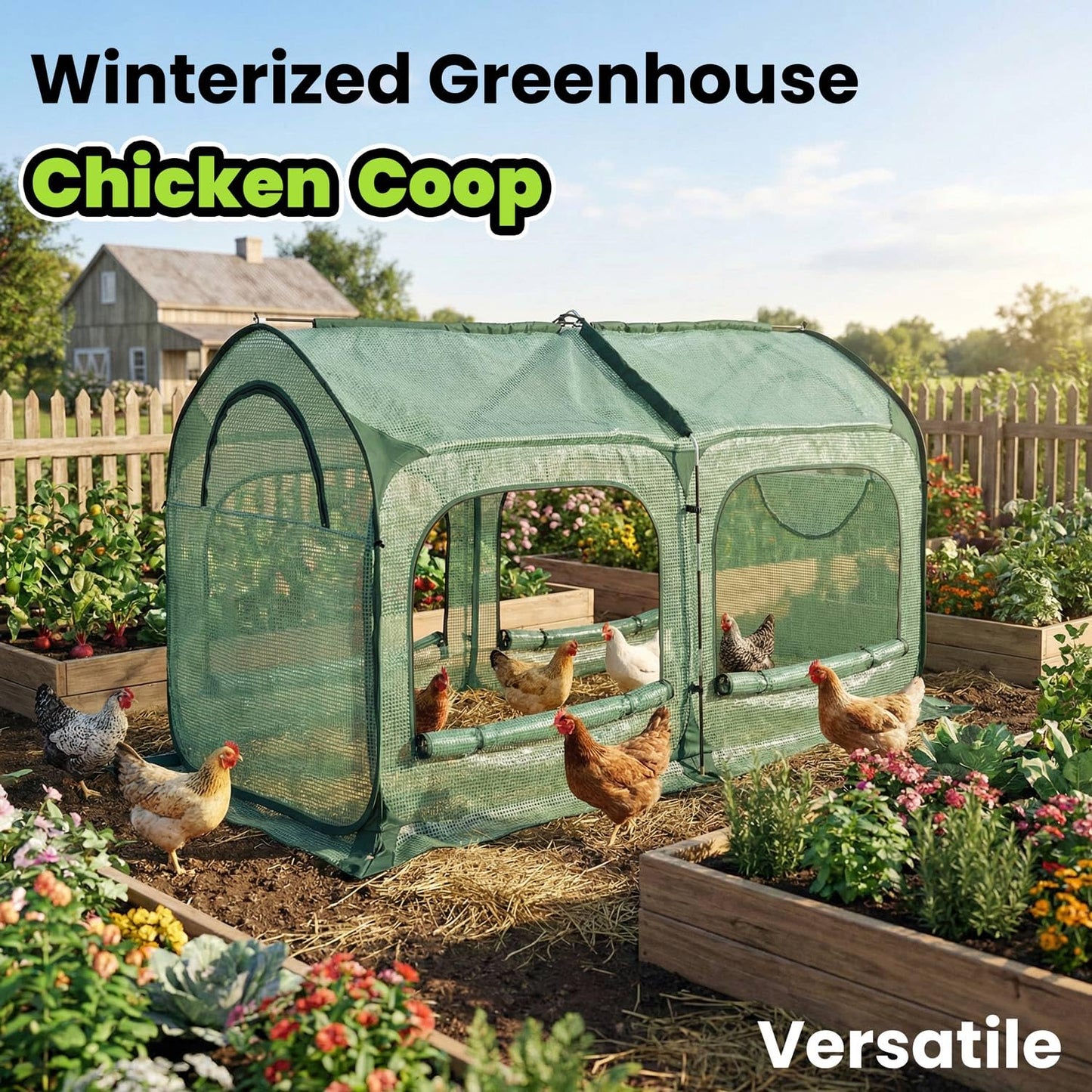 Pop up Greenhouse Tent Cover Tunnel Plant House,Large Gardening Flower Sunshine Room with Mesh Windows,Backyard PE Cover for Cold Frost Protector with Stakes and Rope Guys