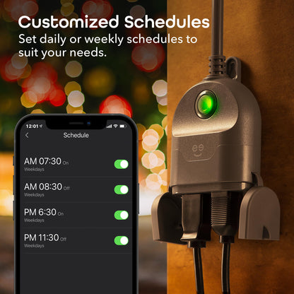 Geeni Outdoor Duo Wi-Fi Smart Plug, Weatherproof Dual Socket, Wireless Remote Control, Works with Alexa & Google Home, 2 Outlets
