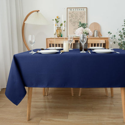 Biscaynebay Textured Fabric Tablecloths 60x108 Inches Rectangular, Navy Water Resistant Tablecloths for Dining, Kitchen, Wedding and Parties etc. Machine Washable