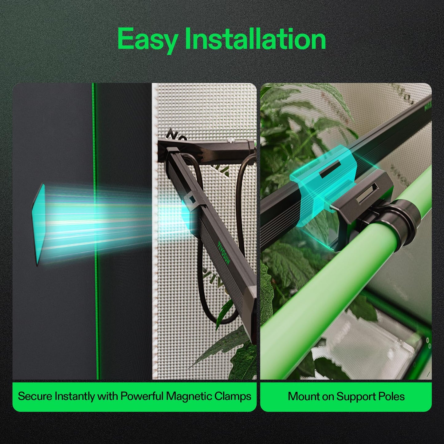 VIVOSUN Lumaray LED Grow Light Bars 16”(8-Bar), Full Spectrum Side Lighting with 60% Red Light up to 25% Yields for Grow Tents, Greenhouses, Magnet Reliability Upgraded, SGS Compatible