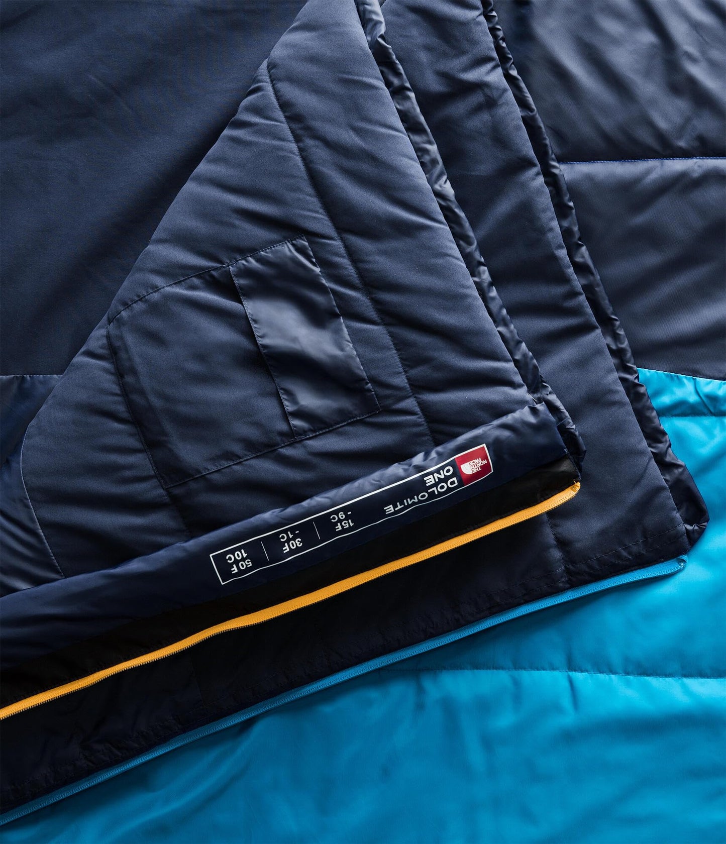 THE NORTH FACE Dolomite One 15F / -9C, 3-in-1 Insulated Sleeping Bag - Water Repellent, Rectangular Shape, Fleece Lined, Hyper Blue/Radiant Yellow-NPF, Regular