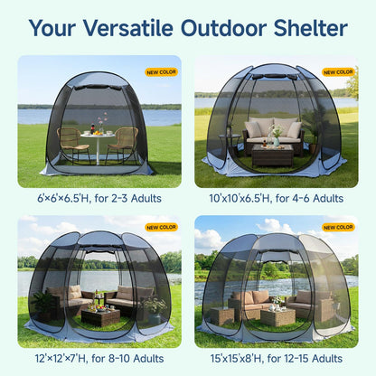 Alvantor 10'x10' Pop Up Screen House Tent, Instant Outdoor Gazebo with Mosquito Netting & UPF 50+ Sun Protection, Portable Canopy Shelter for Patio, Backyard, Camping (4-6 Person),Charcoal Gray
