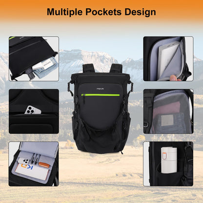 MOSISO Expandable Motorcycle Helmet Backpack Bag&Motorcycle Tail Bag with Expandable Capacity 32L-48L, Motorbike Rear Seat Trunk Gear Bag with Rain Cover&Shoulder Strap, Black