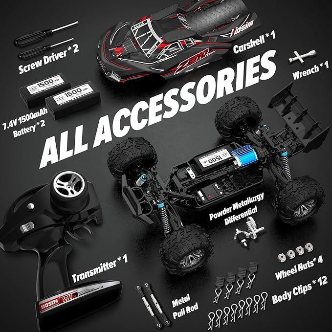 Hosim 1/10 RC Car for Adults &amp Boys 48+KMH Electric Remote Control Car High Speed Large RC Truck 4X4 Off-Road All Terrains Waterproof Monster Trucks Hobby RC Cars Toys Gifts for Boys 8-12