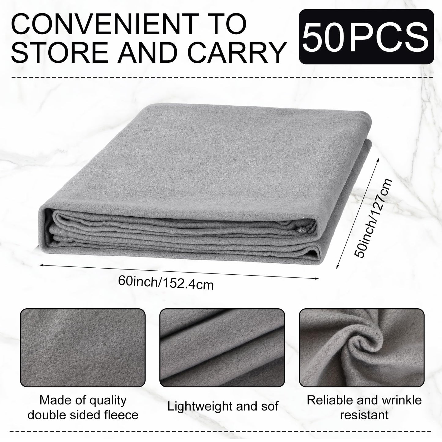 Macarrie 50 Pcs Fleece Blankets Bulk 50 x 60 Inch Soft Fleece Throw Blankets Warm Lightweight for Home Office Wedding Guest Gift Spring Outdoor Camping Travel Homeless Pet Lap Sofa Bed (Gray)