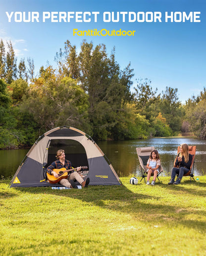 FanttikOutdoor Zeta C4 Camping Tent, 4 Person Instant Dome Tent, Easy Setup in 60s, Portable Waterproof Cabin Tent with Pre-Attached Poles & Air Vent, Ideal for Camping, Hiking, Backyard