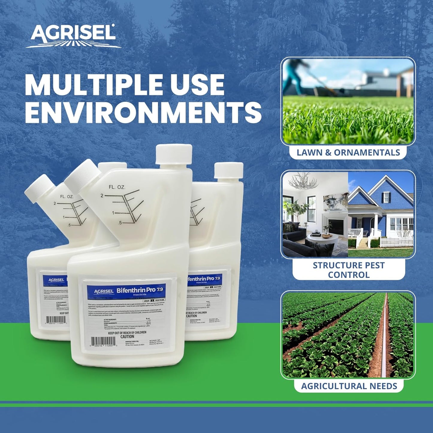 Agrisel Bifenthrin Pro Insect Control - Safe for Plants & Crops | 1 Gallon with 3-Pack Protective Gloves